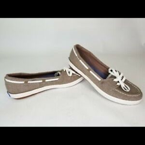 Brown and white Keds boat shoes in EUC